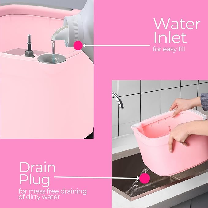 Square Spin Mop & Bucket Smart Floor Mop with Separate Compartments for Clean and Dirty Water, Self Cleaning 2025 Upgraded Version w/Side Brush & Self-Standing Handle, Rose