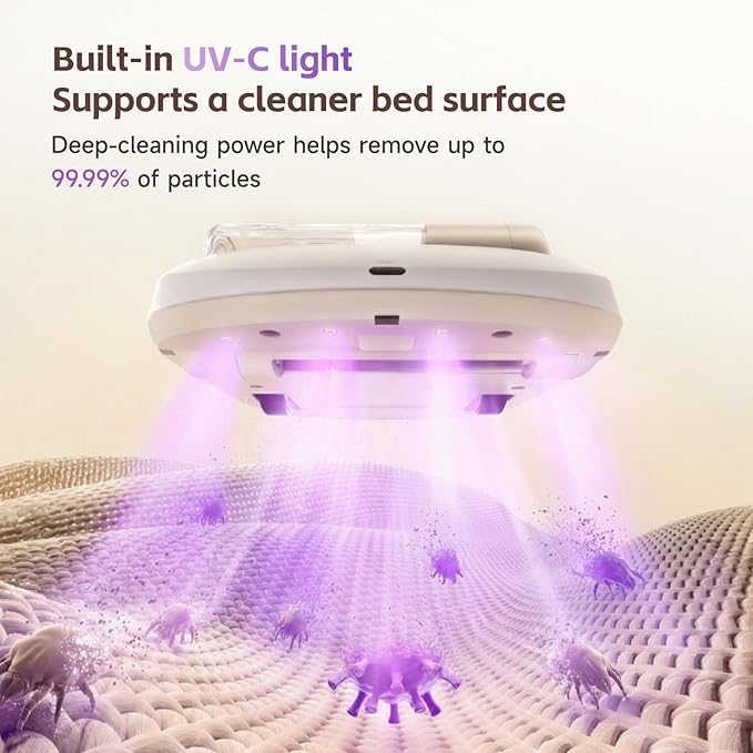 X1 Robot Bed Vacuum, Automatic Mattress Vacuum Cleaner with Intelligent Path Planning, UV-C Light, HEPA Filter, One-Click 100% Dust & Pet Hair Removal for Bed, Mattress, Sofa, Carpet