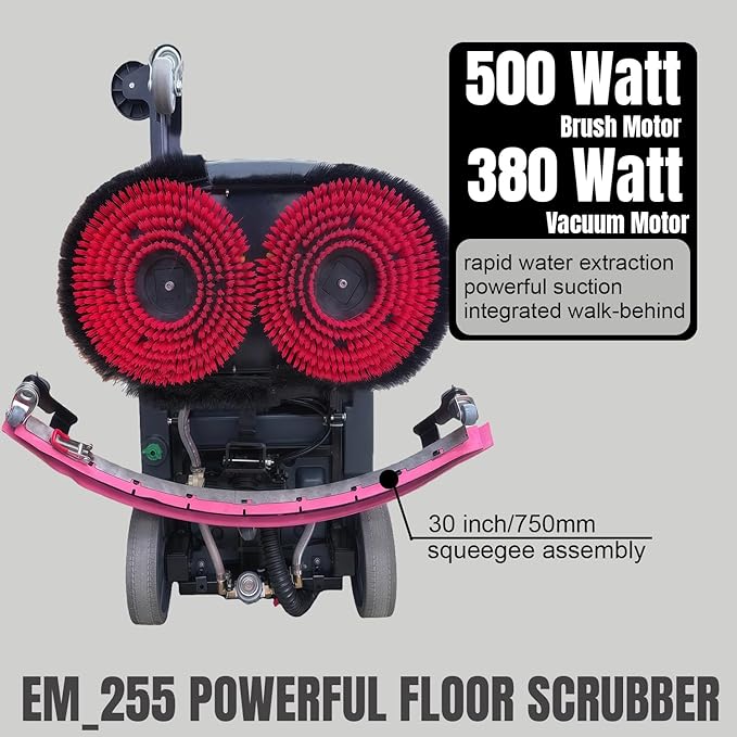 Emotor 18 Inch Commercial Walk Behind Floor Scrubber Machine, 2x45AH Batttery Powered Hard Floor Cleaning Machine