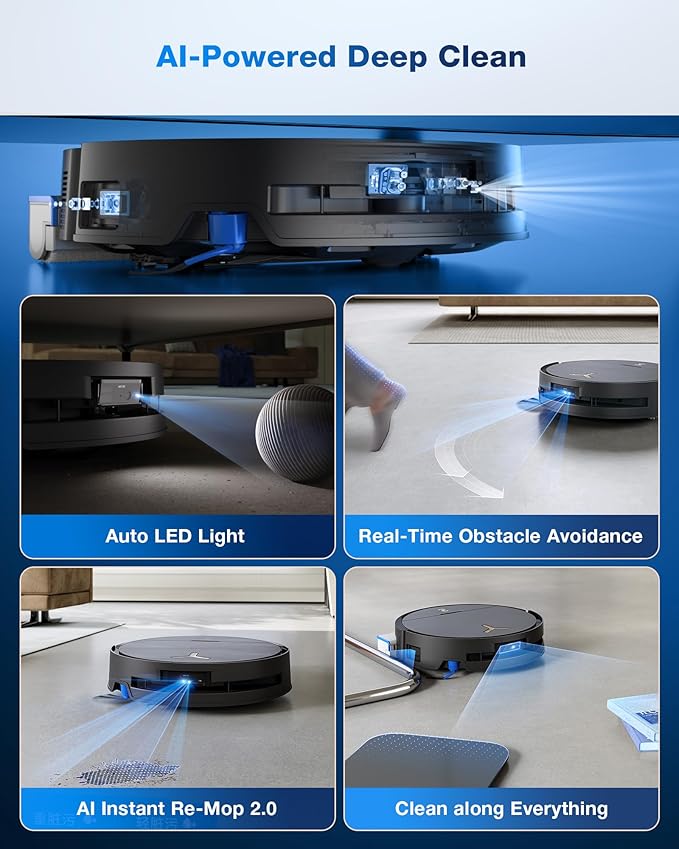ECOVACS DEEBOT X9 PRO Omni Robot Vacuum and Mop, 16,600Pa Blast Suction, OZMO Roller Instant Self-Washing Mop, ZeroTangle 3.0, Triple Lift System, AI Navigation, Hands-Free Omni Station