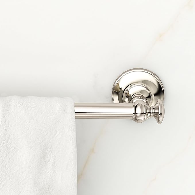 Gatco 4120 Tavern, 24" Towel Bar, Polished Nickel / Wall Mounted Towel Holder for Bathroom