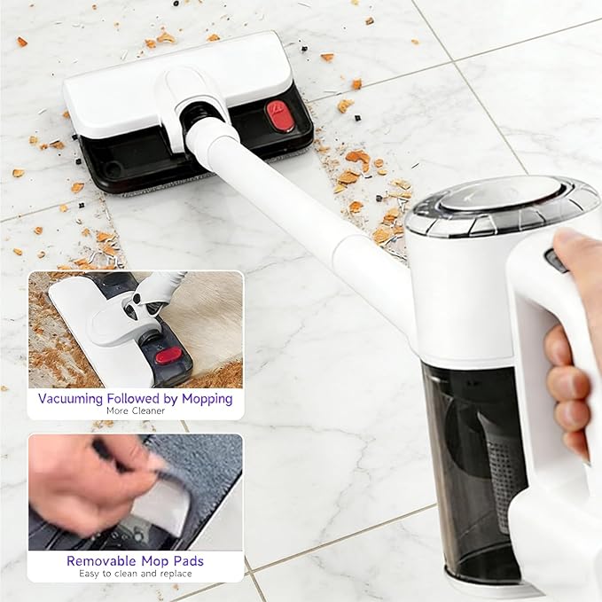 2026 New Cordless Vacuum Cleaner with Mop Function| Powerful Suction, 1.5L Dust Cup, Washable HEPA Filter| Lightweight 4.27lbs Stick Vacuum for Hard Floors/Tiles + Blower Function, Water Tank