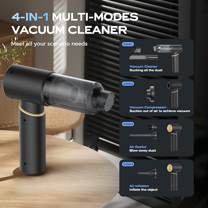 Handheld Vacuum Cordless Rechargeable, Car Vacuum Portable Cordless with Strong Suction15Kpa, Hand Vacuum Ultra-Quiet (75dB), 21min Runtime, Lightweight (1.25 lbs) for Car, Pet Hair, Home