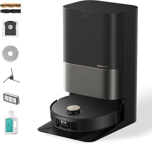 DREAME X50 Ultra Complete Robot Vacuum and Mop with Auto-Empty and Mop Self-Cleaning, 20,000Pa Suction, Obstacle Avoidance and 360° Navigation, Corner to Edge Deep Cleaning, Detangling Brush (Black)