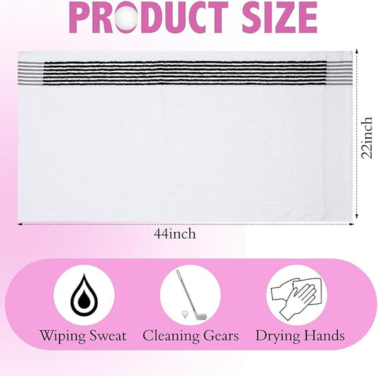 Buryeah Golf Towel 22 x 44 Inch Cotton Golf Caddy Towel Camping Large for Caddies Golfers Tour Players Club with Stripe