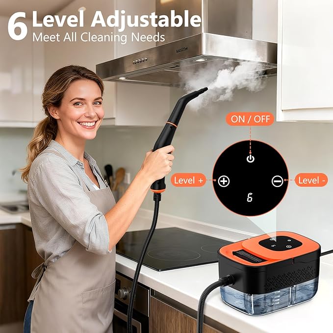 Steam Cleaner, Portable Steamer for Cleaning with 15pcs Accessories, 6-Level Adjustable, 15s Heat-Up, Handheld Steam Cleaner for Home, Tile, Grease, Dirt, Car Detailing, Christmas Gifts for Women, Men
