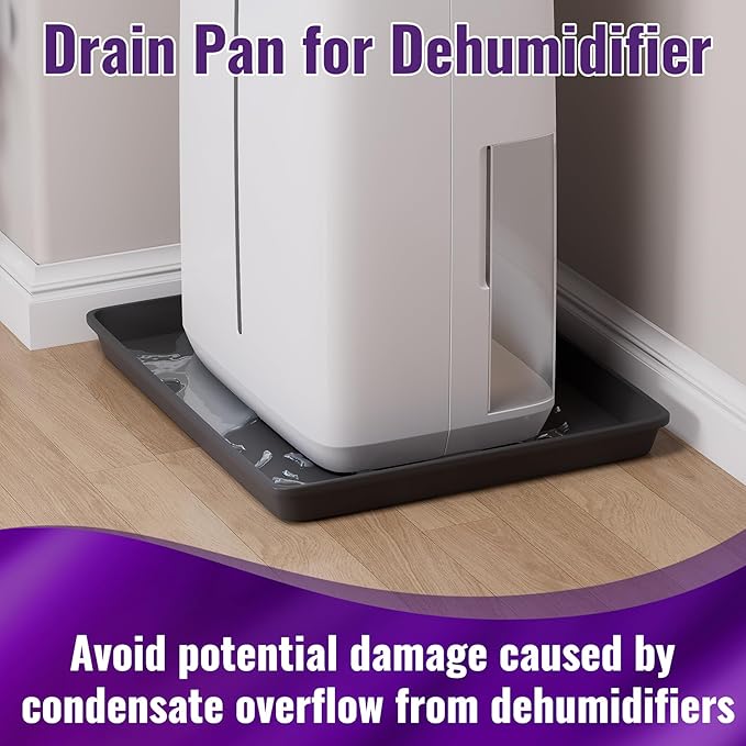 Mxclimate Drain Pan for Dehumidifier,Condensate Water Plastic Drip Tray 12.5 x 17 in Prevent Water Leakage,Floor Protection,Easy to Move Around
