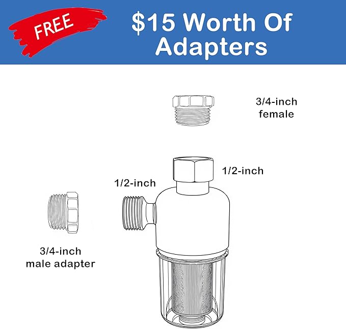 Washing Machine Water Filter,Filters For Washing Machine,Garden Hose,Rv Water Hose,Camper Water Filter,For Shower,For Sink Faucet,Compatible With 1/2 3/4 Ports (T Port)