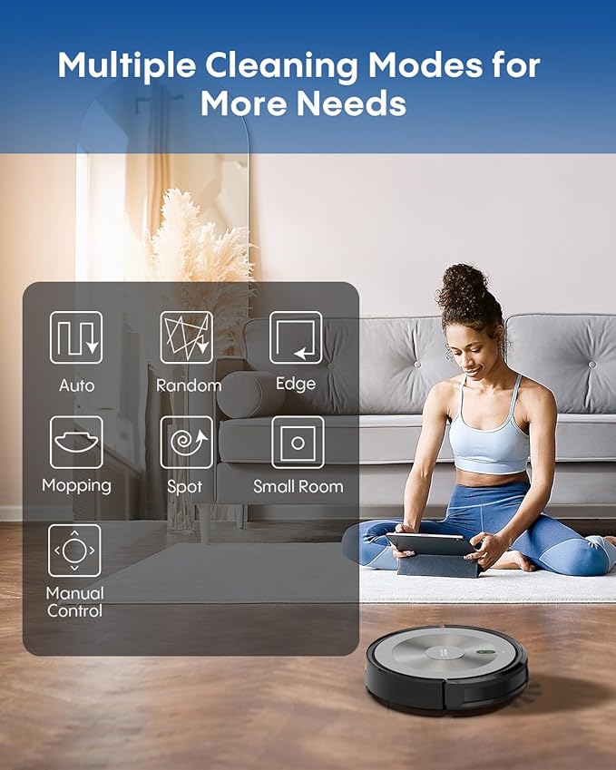 Robot Vacuum and Mop Combo, 5000Pa 3-in-1 Robotic Vacuum Cleaner, Brushless Motor, Tangle-Free Design, Smart App/Alexa Control, Auto Charging & Schedule, ideal for Pet Hair, Hard Floor and Carpet