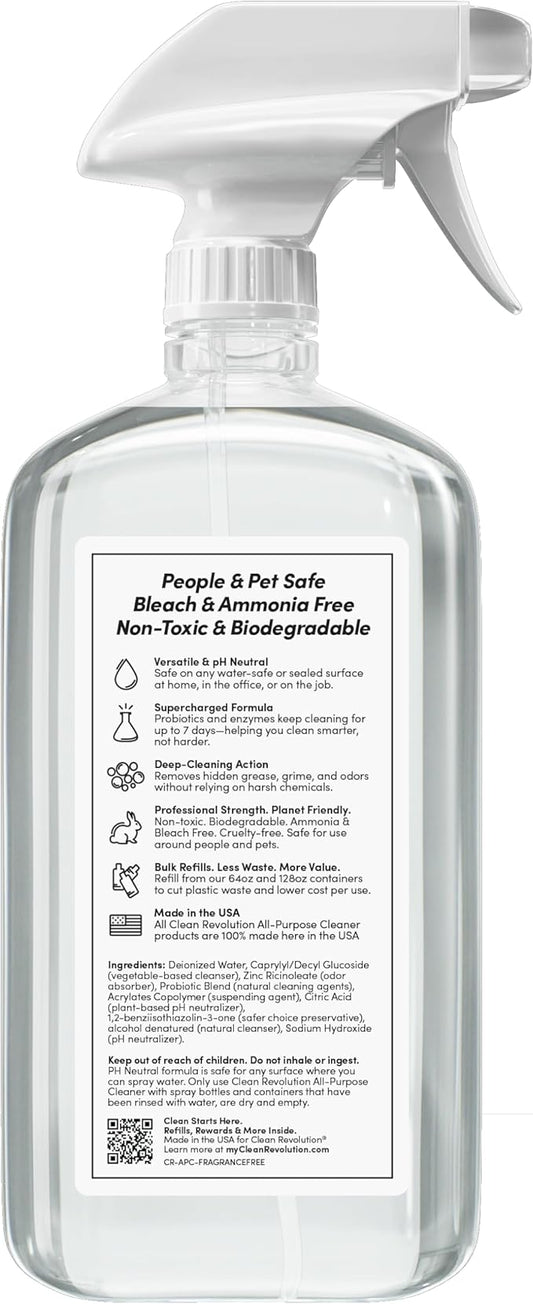 Clean Revolution SuperCharged All-Purpose Cleaner, Non-Toxic, Eco-Friendly & Plant-Based, Ready to Use, Fragrance Free, 18 Fl Oz