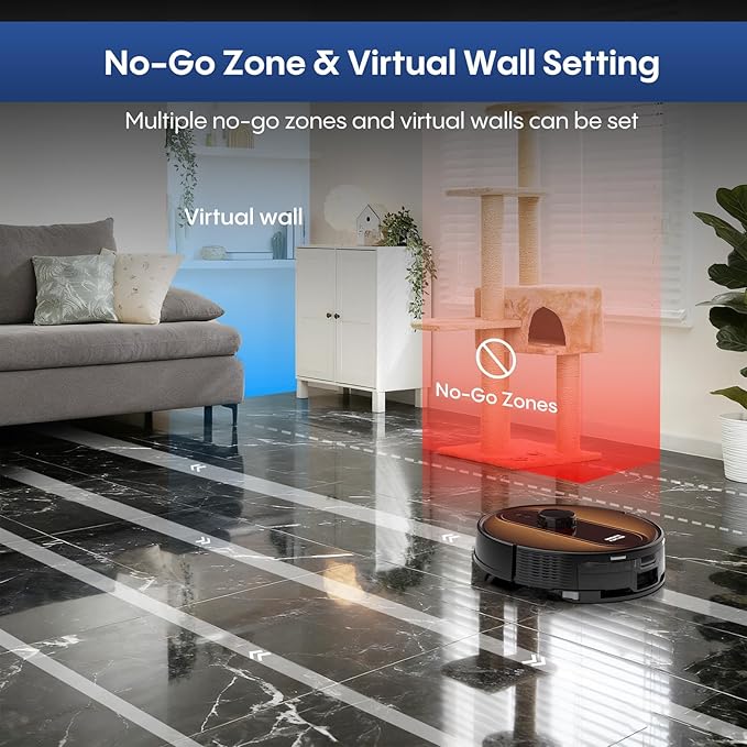 Robot Vacuum and Mop with Mapping: 6000Pa Self Emptying Robotic Vacuum with LIDAR Navigation,3-in-1 Robot Vacuum for 90 Days Hands-Free Cleaning, Alexa/APP Control Ideal for Pet Hair Hard Floor Carpet