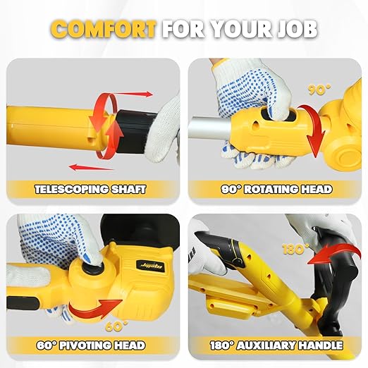 Electric Floor Scrubber Compatible with DeWalt 20v Battery(Tool Only) Cordless Spin Cleaning Machine, Brushless Heavy-duty Power Cleaner, 2 Brushes, Telescopic Long Handle, for Tile Grout Bathroom Tub