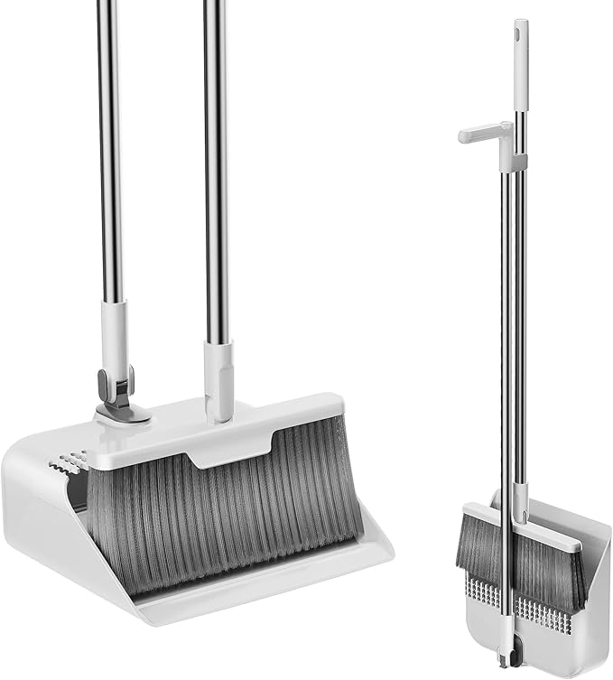 Household Broom with Dustpan Combo Set, Air Broom with Extra-Long Adjustable Aluminum Handle, Cleaning Supplies for Housekeeping (M3)