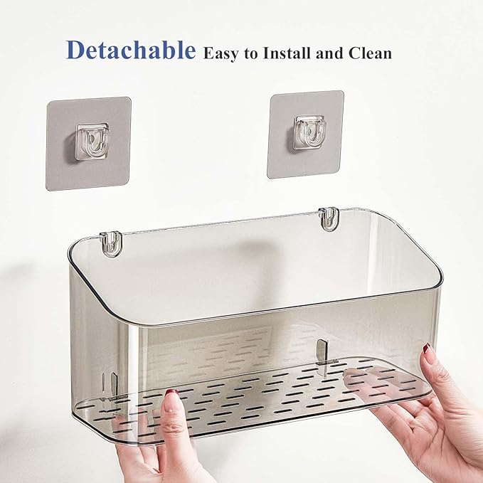 Bath Toy Storage 1 Pack, Large Bath Toy Holder, Quick Dry Bathtub Toys Organizer, Shower Caddy Shower Organizer for Bathroom Storage, No Drill Shelves Basket, Drainable, Clear Black