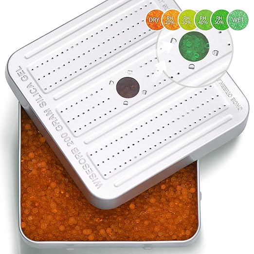 200 Gram 2 Pack Gun Safe Dehumidifier, Reusable Silica Gel Dehumidifier, Indicating Silica Gel Desiccant Canister (Orange to Green)