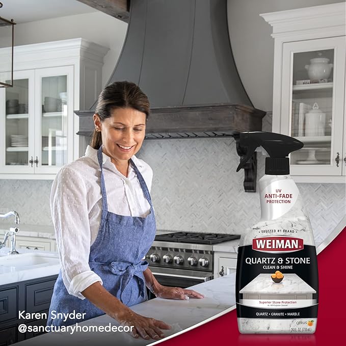 Weiman Quartz Countertop Cleaner and Polish - Clean and Shine Your Countertops Islands and Stone Surfaces with UV Protection, 24 Ounce with MicroFiber Towel, 2 Pack