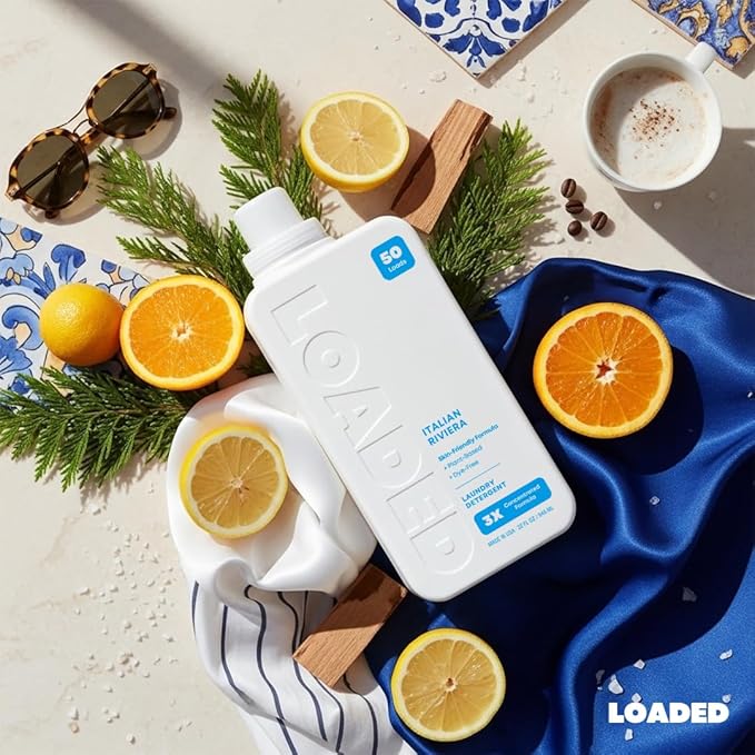 Loaded Laundry Detergent, Luxury Cologne & Perfume Scented | 50 Loads | Sea Salt & Citrus | Skin-Friendly & Plant-Based | Made in USA | 32 oz