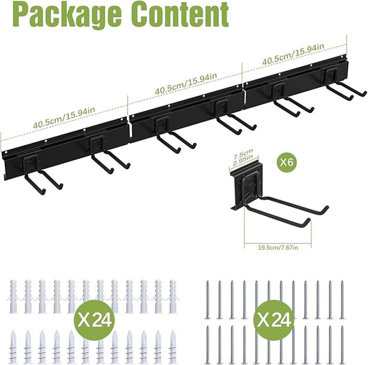 Housolution Heavy Duty Garden Tool Organizer 48 Inch - 9 Pack Carries 264 lbs, 3 Rails with 6 Adjustable Hooks, Garage Tool Organizer Storage System,Tool Holder Wall Mount for Warehouse, Workshop