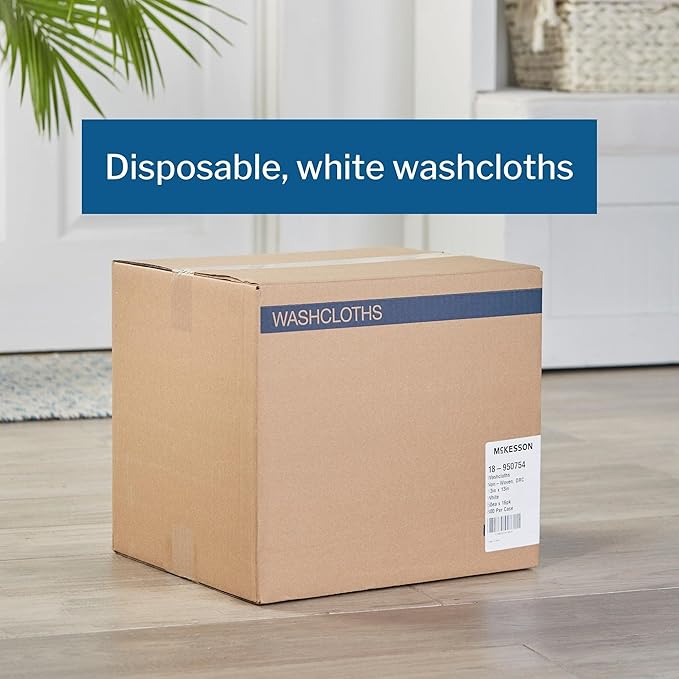 McKesson Disposable Washcloths, Soft, Absorbent and Strong, 13 in x 13 in, 50 Count, 16 Packs, 800 Total