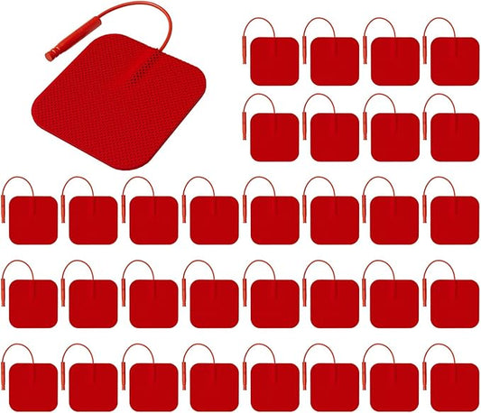 40PCS Value Pack TENS Unit Replacement Pads, Reusable Latex-Free TENS Unit Electrodes Pads Compatible with AUVON TENS, TENS 7000, Neocarbon, Nicwell, Etekcity, TENKER (RED)