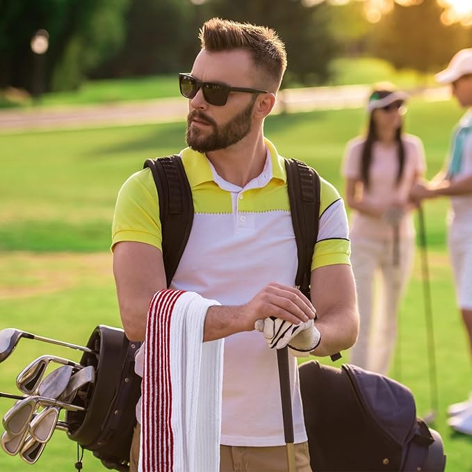 Buryeah Golf Towel 22 x 44 Inch Cotton Golf Caddy Towel Camping Large for Caddies Golfers Tour Players Club with Stripe