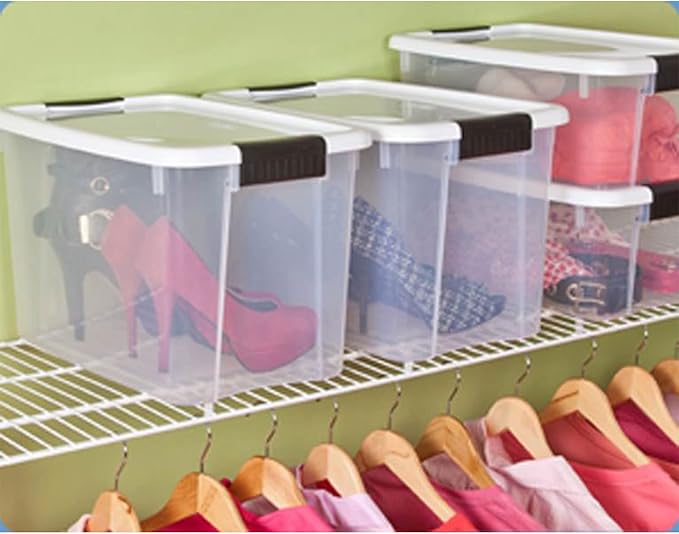 STERILITE 30 QT. ULTRA-LATCH STORAGE BOX WITH WHITE LID AND CLEAR BASE 12-PACK 12 X