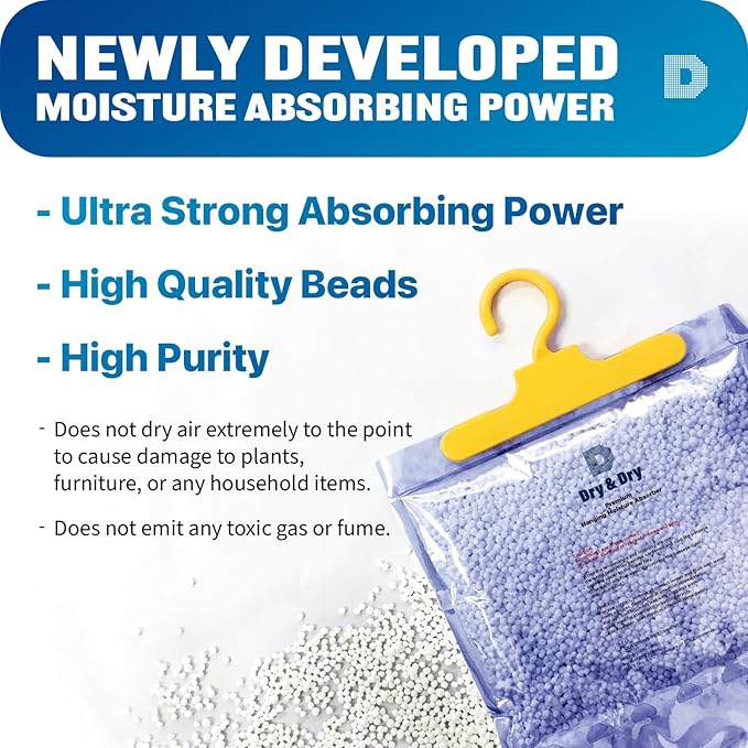 Dry & Dry 5 Pack[14 OZ] Premium Moisture Absorbers for Home, Basement & Bedroom - Small Dehumidifiers