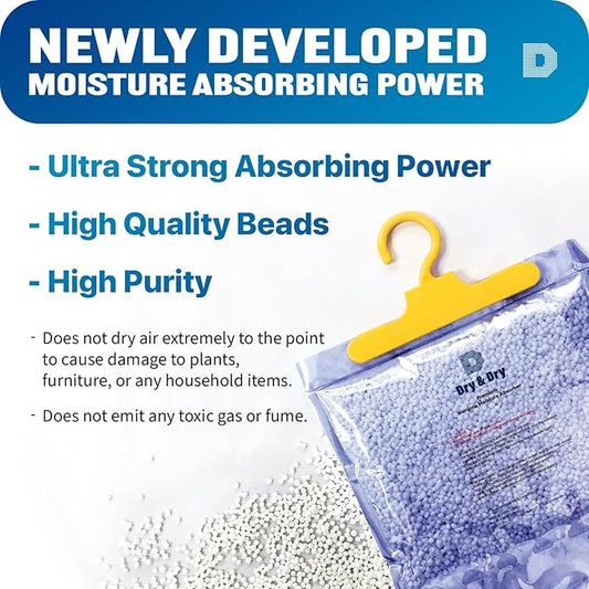 Dry & Dry 40 Pack [Net 14 Oz/Pack] Premium Hanging Moisture Absorbers to Control Excess Moisture for Basements, Closets, Bathrooms, Laundry Rooms. - Ultra Strong Moisture Absorbers