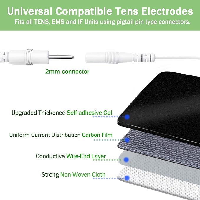 4X4" Large TENS Unit Replacement Pads for Waist and Lower Back Pain Relief Thicked TENS Unit Pads Self-Adhesive Electrode Pads Compatible with TENS 7000, AUVON TENS- 6 PCS
