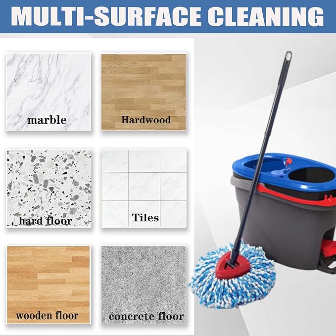 2-Pack Spin Mop Replacement Head for O-Ceda RinseClean Spin Mop Refill 2-Tank System Microfiber Deep Cleaning Machine Washable and Easy-to-Replace