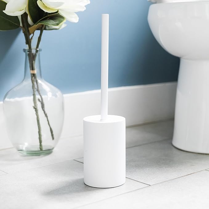 Matte White Toilet Bowl Brush for Bathroom with Holder - Bathroom Cleaner Scrubber with Sleek Design, Sturdy, and Durable Bristles