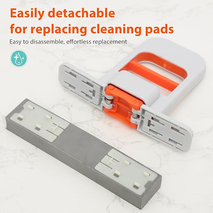 Self Squeezing Mini Mop, Orange Small Sponge Mop, Wet and Dry Use Cleaning System, Foldable Desktop Mop, One-Hand Squeeze Handle and Replaceable Head
