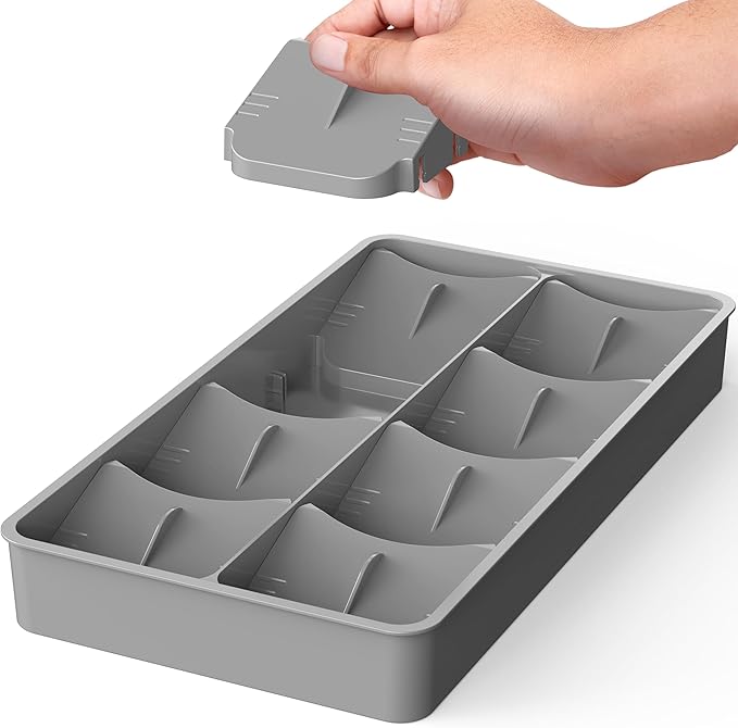 SIMPLE HOUSEWARE Adjustable Silverware Utensil Drawer Organizer, Gray