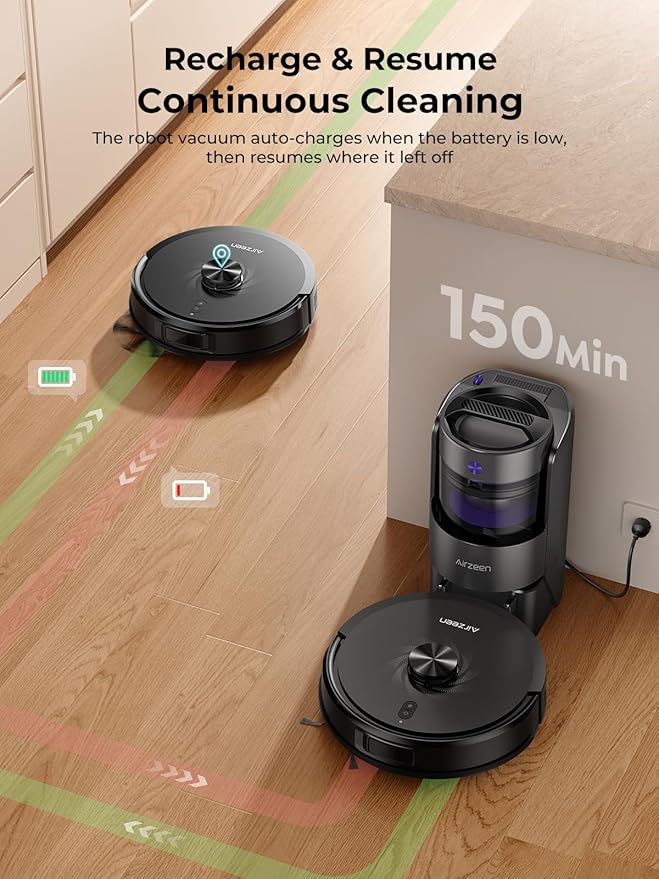 Robot Vacuum and Mop, Upgraded Bagless Robot Vacuum Cleaner with Self-Emptying, 6000Pa Robotic Vacuum with LiDAR Navigation, Smart Mapping, Schedule, App/Alexa Control for Carpet/Pet Hair, Q20 Ultra