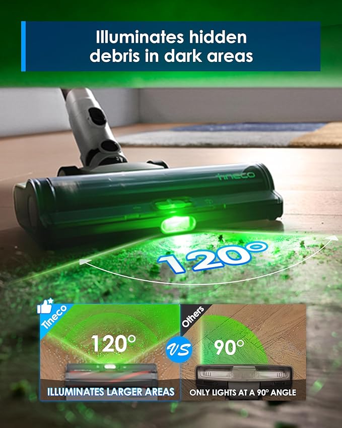 Tineco Pure ONE A50S Cordless Stick Vacuum Cleaner, 3DSense Power Brush with 1L Larger Dustbin, 185W Suction, PureCyclone Tech, Easily Tackles Large Debris