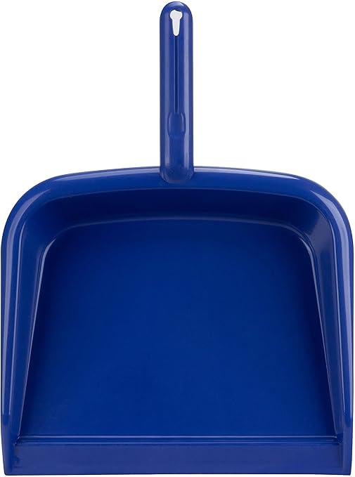 SPARTA Large Handheld Dustpan with Hanging Hole, Heavy-Duty Plastic Dustpan with Wide Lip for Countertops and Surfaces, Plastic, 10 Inches, Blue