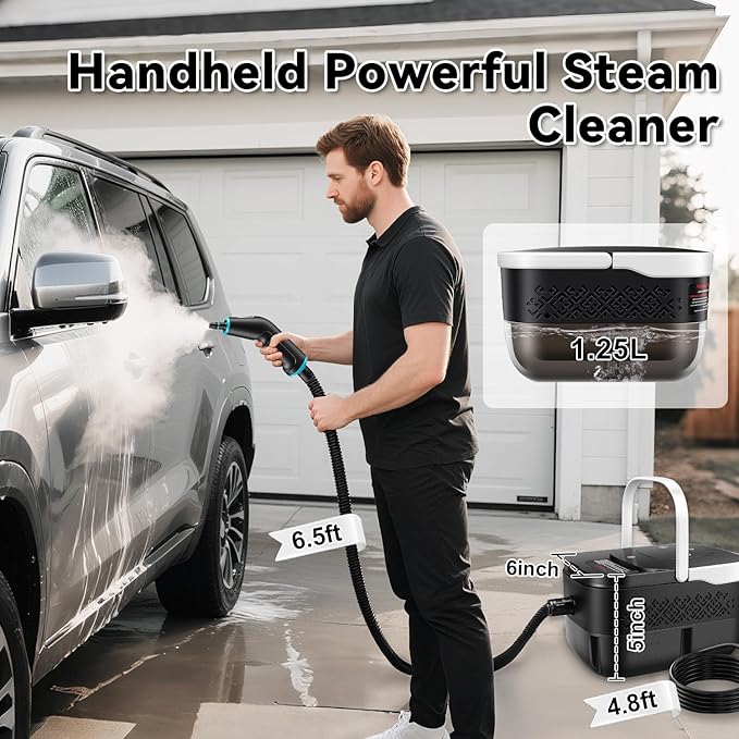 Steam Cleaner, 2500W Portable Handheld Steamer for Cleaning, Large Capacity Tank Pressurized Steam Cleaning Machine for Home, Car, Bathroom, Kitchen, Furniture, Grout, Floor, Tile