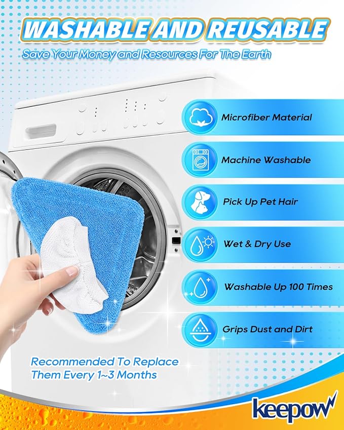 KEEPOW Steam Mop Pads Compatible with Wagner Steamer 905e, 915e and 925e, Steam Cleaner Pads Replacement with Microfiber Cloths for Handheld Steam Cleaner 4+6 Pack (Mop is Not Included)