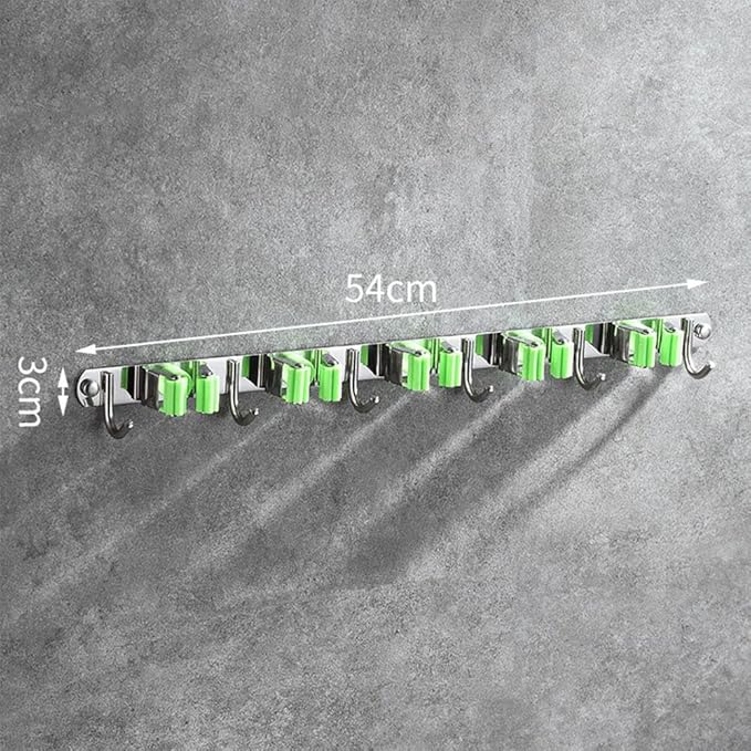 SEIWEI Mop and Broom Holder Wall Mounted Organizer Mop and Broom Storage Tool Rack with 5 Slots and 6 Hooks for Home Organization, Garden, Basement, Kitchen