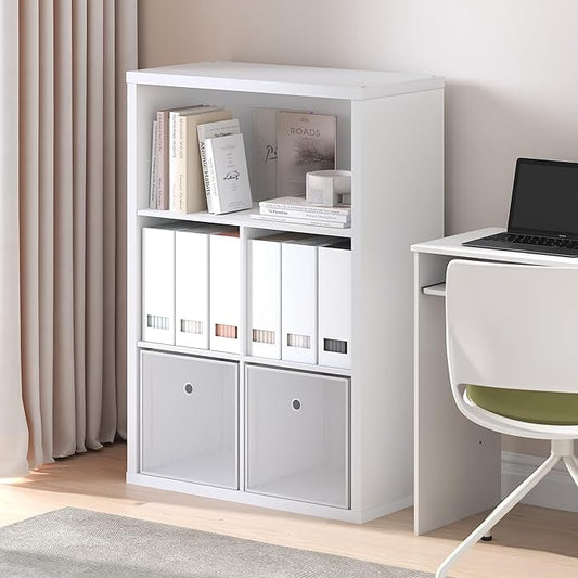 Furinno Cubicle Book Shelf, 5-Cube Bookshelf, Extra Thick Frame Cube Storage Organizer Bookcase with Closed Back, 15.3 x 29.9 x 43.3, for Living Room, Bedroom, Home Office, White
