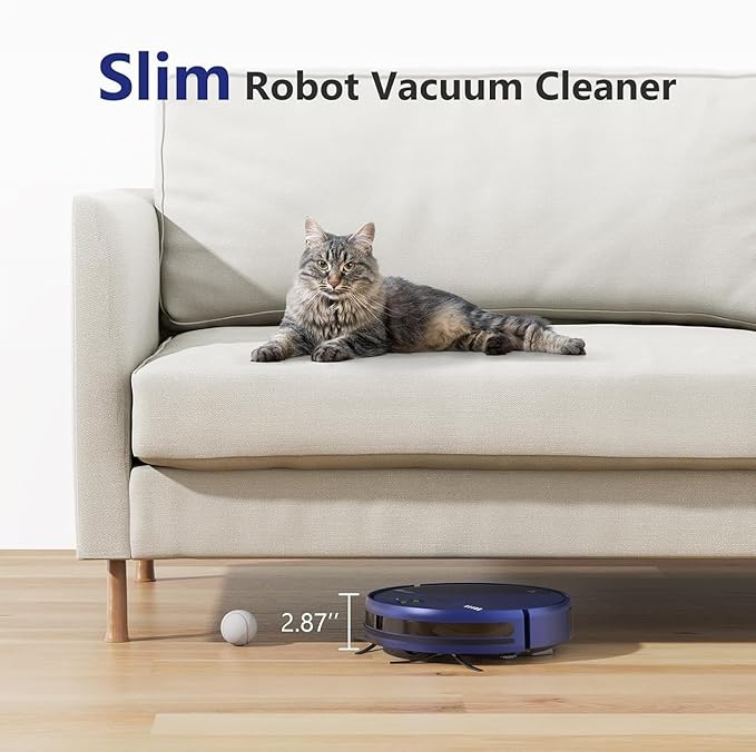 Robot Vacuum and Mop Combo, Robotic Vacuum Cleaner 2 in 1 with WiFi/App/Voice, Schedule, Water Tank and Dustbin, Self-Charging, Slim, Ideal for Hard Floor, Pet Hair, Carpet