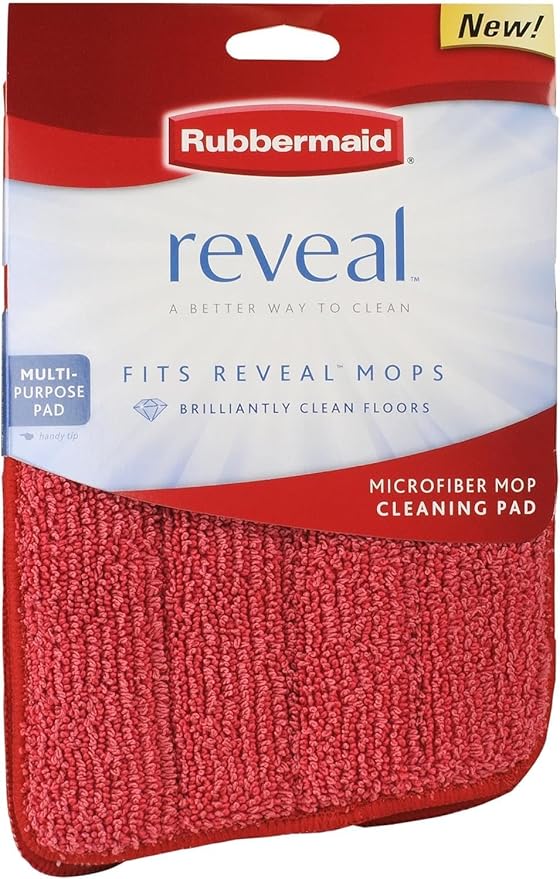 Rubbermaid Reveal Spray Mop Replacement Head, Red, Reusable Wet Mop Microfiber Pad for Floor Cleaning in Kitchen/Bathroom/Kitchen/School