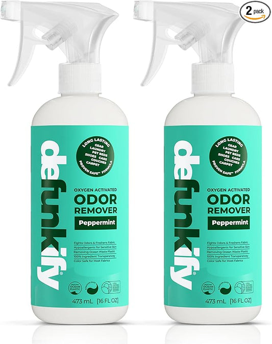 Fabric Freshener Spray, 32oz. 'Peppermint' Odor Remover Spray. Shoe Deodorizer, Carpet Deodorizer, Odor Eliminator for Strong Odors Cleaning Supplies. ProvenSafe™ Fabric Freshener for Sensitive Gear