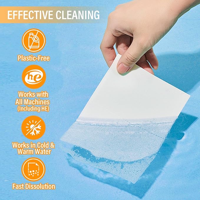 Laundry Detergent Sheets 200 Loads Citrus Scent Laundry Soap Sheets Compact Lightweight Liquidless Biodegradable Plastic Free Alternative to Liquid & Powder Detergent