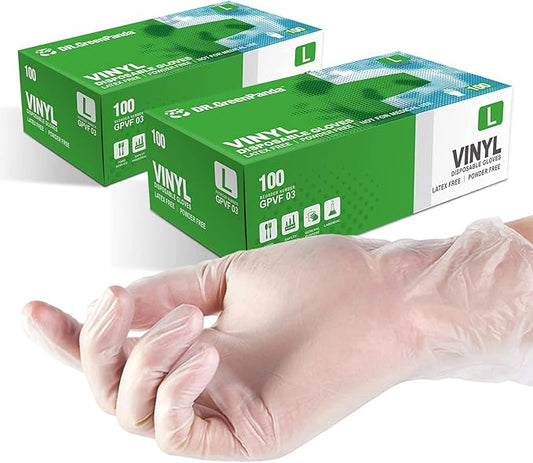 Clear Vinyl Gloves Latex Free & Powder Free - Food Safe Disposable Gloves for Cooking Cleaning - Comfort Fit