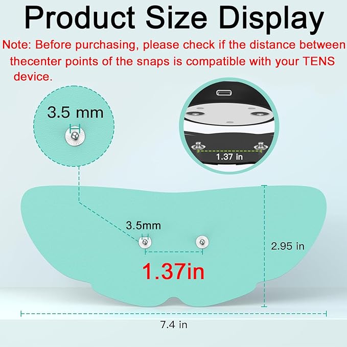 Tens Unit Wireless Electrode Pads 4 Pack, with Standard 3.5mm Snap-in Connector Tens Unit Replacement Pads, Reusable Self Adhesive Electrodes, Non-Irritating Design (Blue)