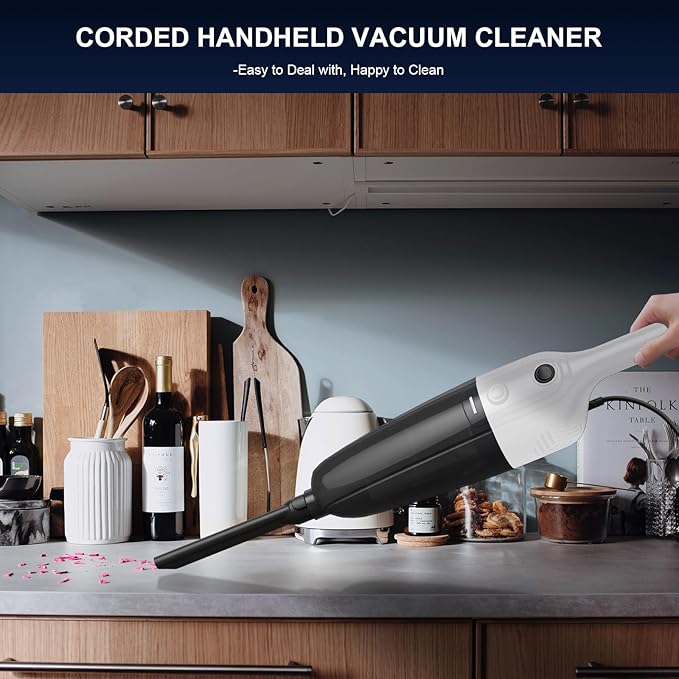 Stick Vacuum Cleaner, Corded 2-in-1 Lightweight Vacuum with Powerful Suction, Washable HEPA Filter, Handheld & Upright for Pet Hair, Carpet, Hardwood Floor & Home Cleaning – White MC607C