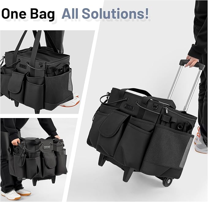 Large Cleaning Caddy for Cleaning Supplies Organizer, Rolling Cleaning Caddy Bags with Wheels for Housekeepers, Cleaning Carts on Wheels for Home Car Office Picnic