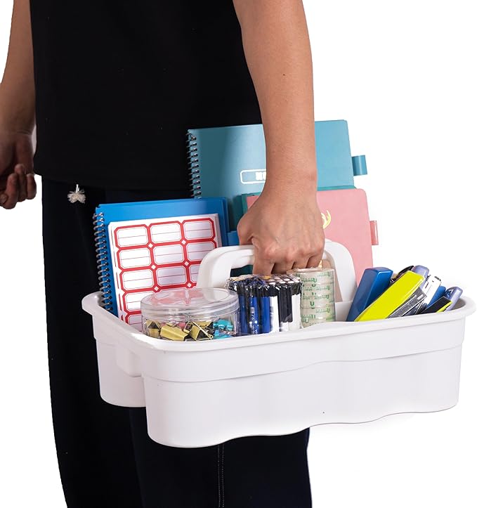 Matthew 3 Pack Large Plastic Tote Tool & Deluxe Supply Cleaning Caddy w/Handle Portable Shower Basket Storage Caddy for Cleaning,Take-Out Drink,Bathrooms - Black&Gray&White