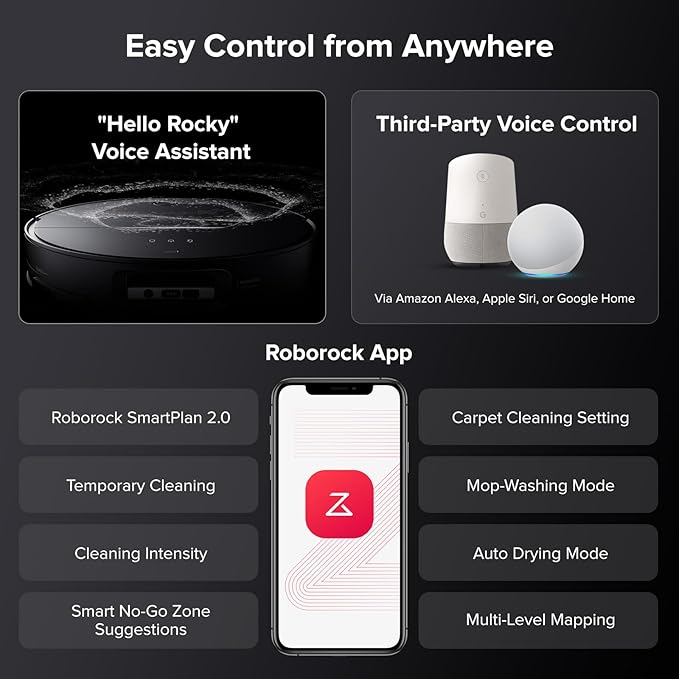 roborock Saros 10 Robot Vacuum and Mop, 22,000Pa Suction, AI Obstacle Avoidance, 3.14-inch Ultra Thin, Intelligent Dirt Detection, Zero Tangling Main Brush, Hot Water Mop & Dock Self Cleaning